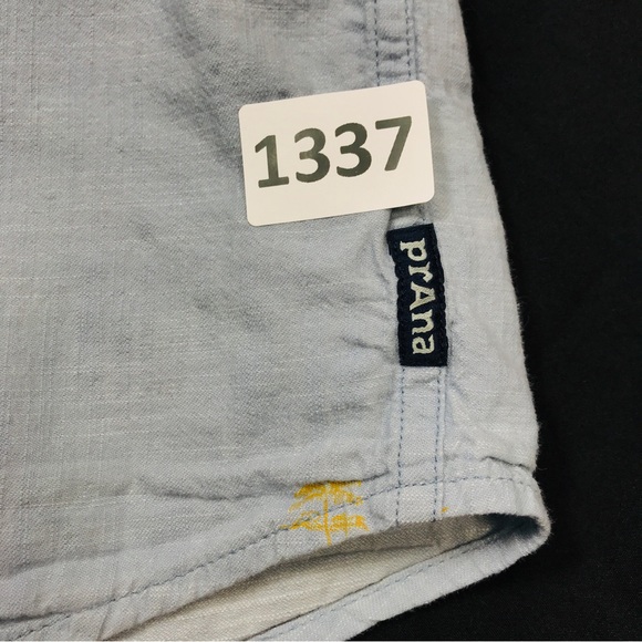 PrAna Men's Shirt "Slim Fit" Medium Blue Button Down Shirt Organic Cotton - Picture 12 of 12